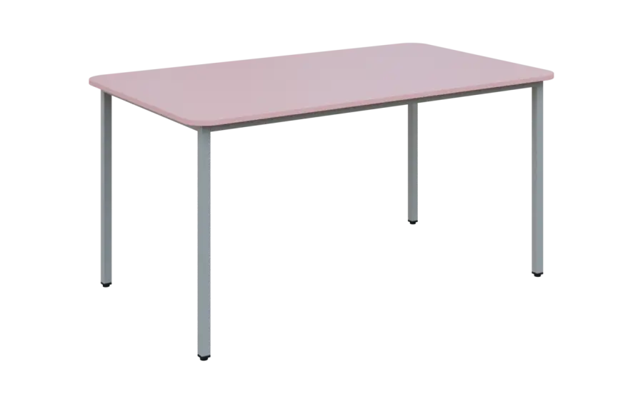 JSBR 150 N jídelní stůl, kovová podnož stříbrná, deska 18 mm, 1500x900 mm, pastelově růžová