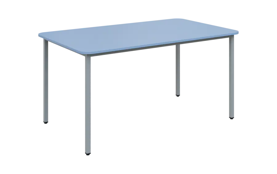JSBR 150 N jídelní stůl, kovová podnož stříbrná, deska 18 mm, 1500x900 mm, pastelově modrá