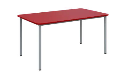 JSBR 150 N jídelní stůl, kovová podnož stříbrná, deska 18 mm, 1500x900 mm, červená flamengo