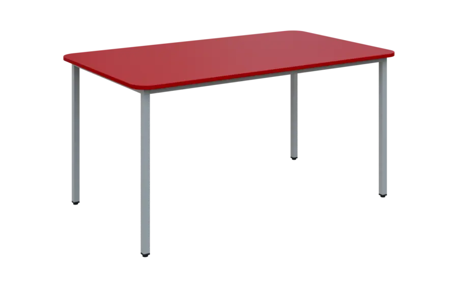 JSBR 150 N jídelní stůl, kovová podnož stříbrná, deska 18 mm, 1500x900 mm, červená flamengo