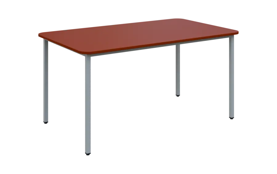 JSBR 150 N jídelní stůl, kovová podnož stříbrná, deska 18 mm, 1500x900 mm, cihlově červená