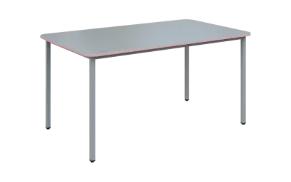 JSBR 150 N jídelní stůl, kovová podnož stříbrná, deska 18 mm, deska šedá s hranou, pastelově růžová, 1500x900 mm