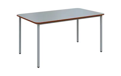 JSBR 150 N jídelní stůl, kovová podnož stříbrná, deska 18 mm, deska šedá s hranou, cihlově červená, 1500x900 mm