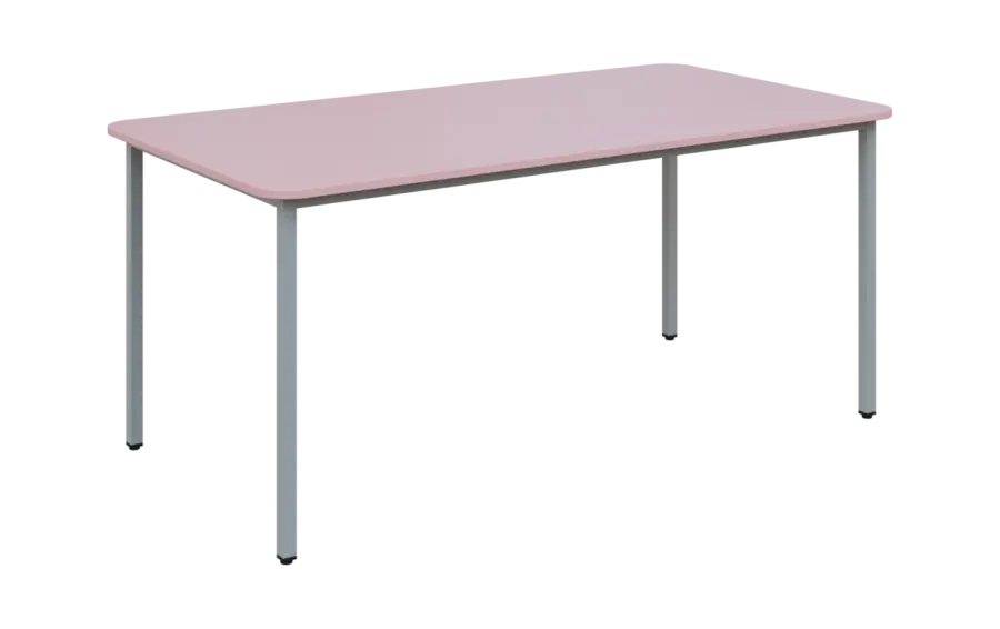 JSBR 170 N jídelní stůl, kovová podnož stříbrná, deska 18 mm, 1700x900 mm, pastelově růžová