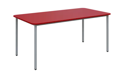 JSBR 170 N jídelní stůl, kovová podnož stříbrná, deska 18 mm, 1700x900 mm, červená flamengo
