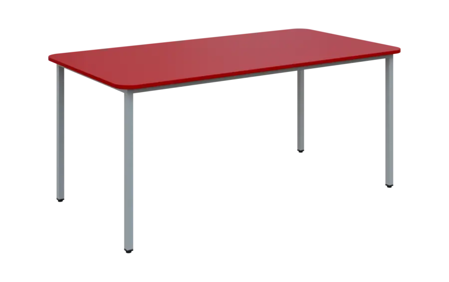JSBR 170 N jídelní stůl, kovová podnož stříbrná, deska 18 mm, 1700x900 mm, červená flamengo