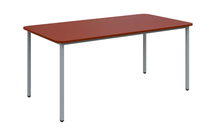 JSBR 170 N jídelní stůl, kovová podnož stříbrná, deska 18 mm, 1700x900 mm, cihlově červená