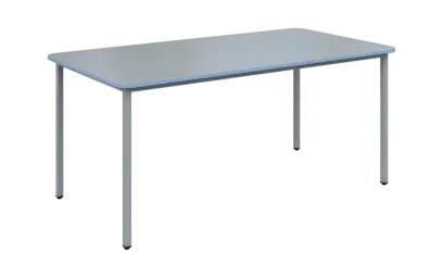 JSBR 170 N jídelní stůl, kovová podnož stříbrná, deska 18 mm, deska šedá s hranou, pastelově modrá, 1700x900 mm