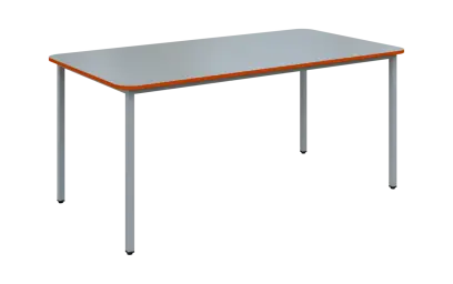 JSBR 170 N jídelní stůl, kovová podnož stříbrná, deska 18 mm, deska šedá s hranou, pomeranč, 1700x900 mm