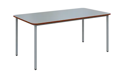 JSBR 170 N jídelní stůl, kovová podnož stříbrná, deska 18 mm, deska šedá s hranou, cihlově červená, 1700x900 mm