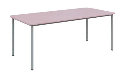 JSBR 190 N jídelní stůl, kovová podnož stříbrná, deska 18 mm, 1900x900 mm, pastelově růžová