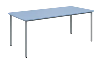 JSBR 190 N jídelní stůl, kovová podnož stříbrná, deska 18 mm, 1900x900 mm, pastelově modrá