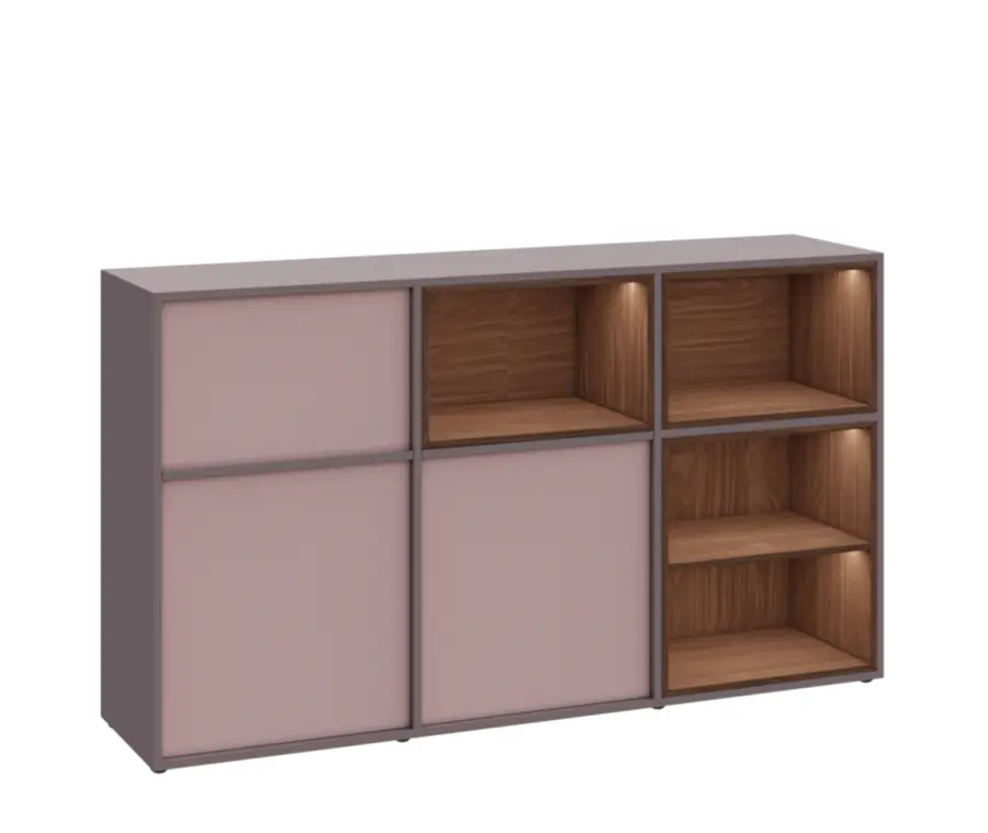 ERY D1844 P dolní modul, 2-dveřová/nika, 1000x1800x400, pravý, pudrová, osvětlení 3/4 niky, ovládání ovladačem