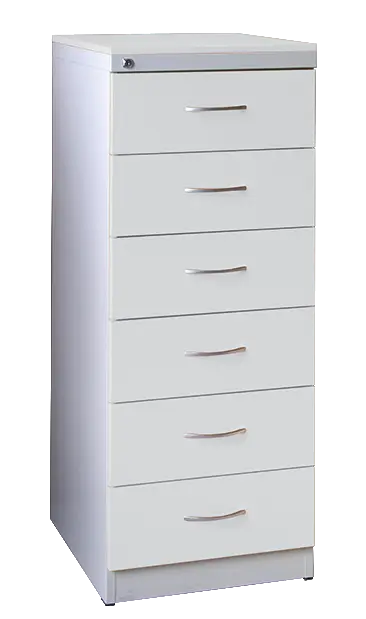 KRD - A5 NEW kovová kartotéka s dřevěnými čely A5, 6-zásuvková, centrální zámek, korpus šedý/deska, čílka šedá