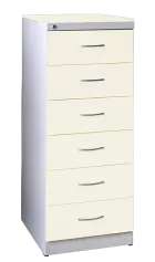 KRD - A5 NEW kovová kartotéka s dřevěnými čely A5, 6-zásuvková, centrální zámek, korpus šedý/deska,