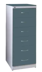 KRD - A5 NEW kovová kartotéka s dřevěnými čely A5, 6-zásuvková, centrální zámek, korpus šedý/deska,