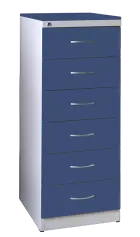 KRD - A5 NEW kovová kartotéka s dřevěnými čely A5, 6-zásuvková, centrální zámek, korpus šedý/deska,