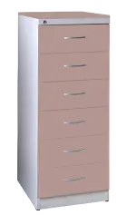 KRD - A5 NEW kovová kartotéka s dřevěnými čely A5, 6-zásuvková, centrální zámek, korpus šedý/deska,