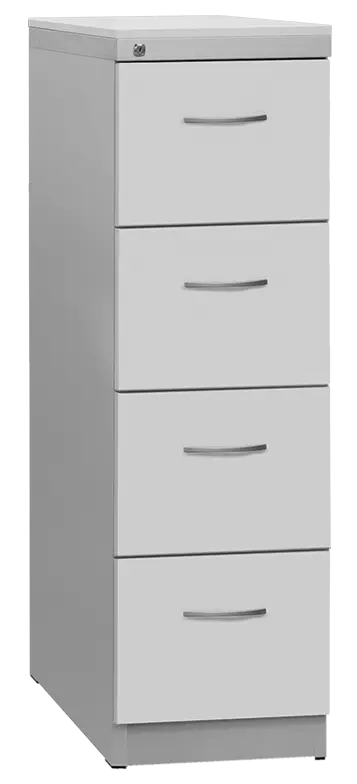 KRD 4 NEW kovová kartotéka s dřevěnými čely A4, 4-zásuvková, centrální zámek, korpus šedý/deska, čílka šedá