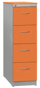 KRD 4 NEW kovová kartotéka s dřevěnými čely A4, 4-zásuvková, centrální zámek, korpus šedý/deska, číl