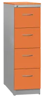 KRD 4 NEW kovová kartotéka s dřevěnými čely A4, 4-zásuvková, centrální zámek, korpus šedý/deska, čílka pomeranč