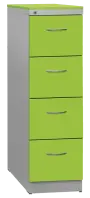 KRD 4 NEW kovová kartotéka s dřevěnými čely A4, 4-zásuvková, centrální zámek, korpus šedý/deska, čílka jarní zeleň