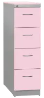KRD 4 NEW kovová kartotéka s dřevěnými čely A4, 4-zásuvková, centrální zámek, korpus šedý/deska, čílka pastelově růžová