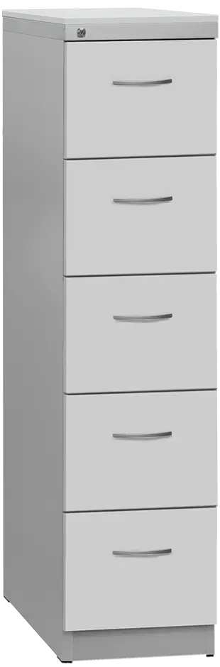 KRD 5 NEW kovová kartotéka s dřevěnými čely A4, 5-zásuvková, centrální zámek, korpus šedý/deska, čílka šedá