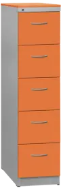 KRD 5 NEW kovová kartotéka s dřevěnými čely A4, 5-zásuvková, centrální zámek, korpus šedý/deska, čílka pomeranč
