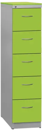 KRD 5 NEW kovová kartotéka s dřevěnými čely A4, 5-zásuvková, centrální zámek, korpus šedý/deska, číl