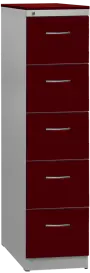 KRD 5 NEW kovová kartotéka s dřevěnými čely A4, 5-zásuvková, centrální zámek, korpus šedý/deska, čílka burgundská
