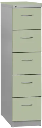 KRD 5 NEW kovová kartotéka s dřevěnými čely A4, 5-zásuvková, centrální zámek, korpus šedý/deska, číl