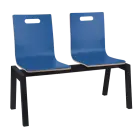 MEGAN 2, dřevěná lavice do čekárny, 2-sedák, modrá, kostra černá