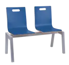 MEGAN 2, dřevěná lavice do čekárny, 2-sedák, modrá, kostra stříbrná