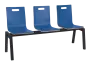 MEGAN 3, dřevěná lavice do čekárny, 3-sedák, modrá, kostra černá