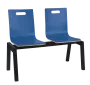 MEGAN PLUS 2, dřevěná lavice do čekárny, 2-sedák, modrá, kostra černá