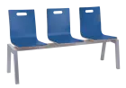MEGAN PLUS 3, dřevěná lavice do čekárny, 3-sedák, modrá, kostra stříbrná