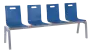 MEGAN PLUS 4, dřevěná lavice do čekárny, 4-sedák, modrá, kostra stříbrná