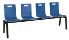 MEGAN PLUS 4, dřevěná lavice do čekárny, 4-sedák, modrá, kostra černá