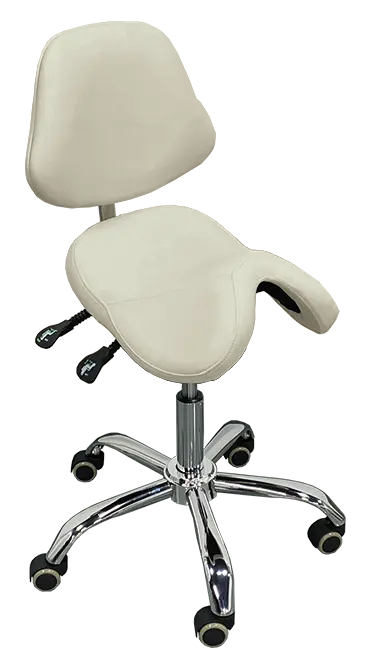 SADDLE 21, pracovní židle sedlová, ekokůže smetanová