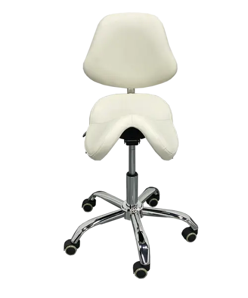 SADDLE 21, pracovní židle sedlová, ekokůže smetanová