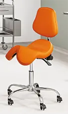 SADDLE 21, pracovní židle sedlová, ekokůže mandarinková