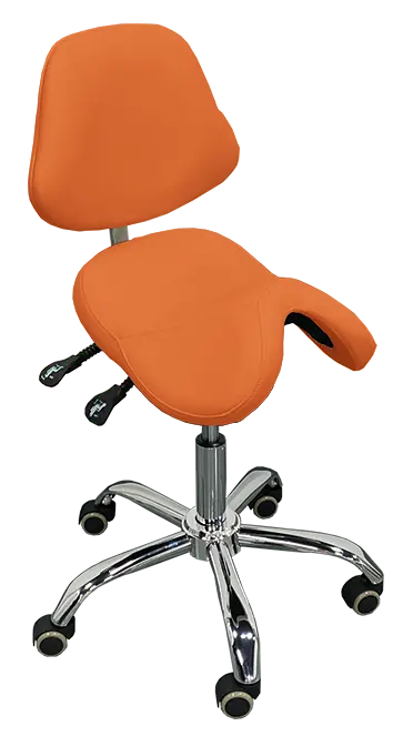 SADDLE 21, pracovní židle sedlová, ekokůže mandarinková