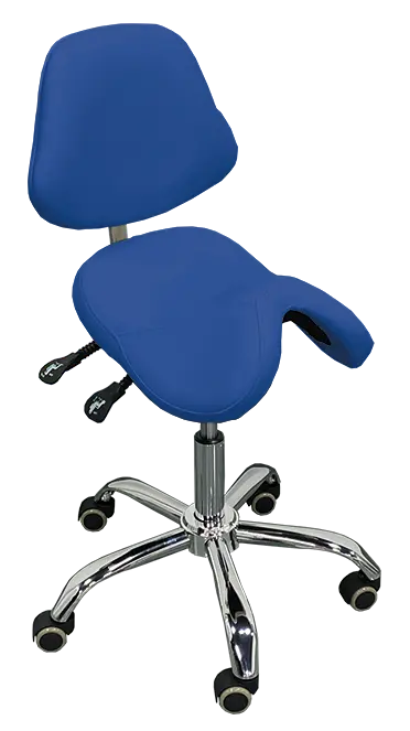 SADDLE 21, pracovní židle sedlová, ekokůže modrá