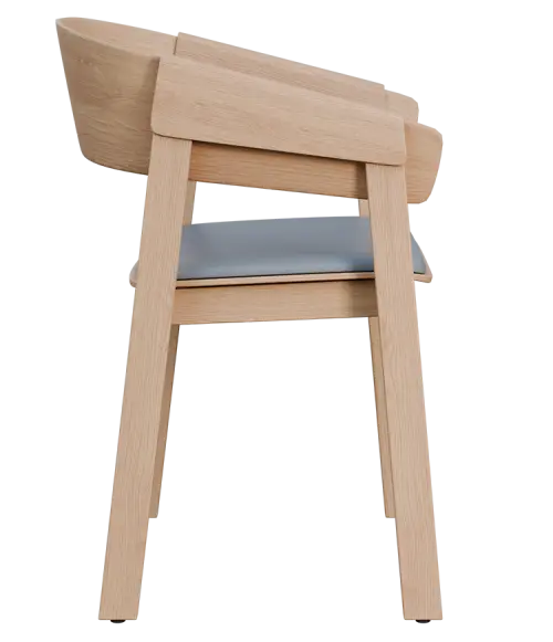 HARMONY, dřevěná konferenční a jídelní židle, čalouněný sedák, koženka šedá