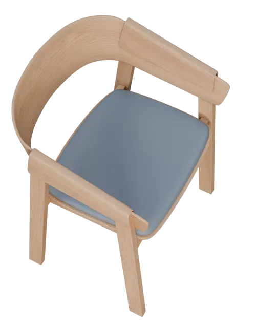 HARMONY, dřevěná konferenční a jídelní židle, čalouněný sedák, koženka šedá