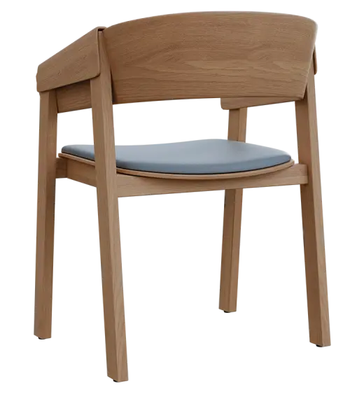 HARMONY, dřevěná konferenční a jídelní židle, čalouněný sedák, koženka šedá