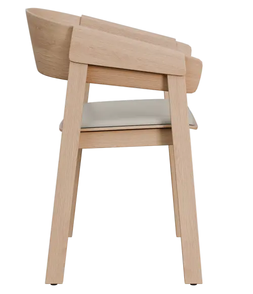 HARMONY, dřevěná konferenční a jídelní židle, čalouněný sedák, koženka smetanová