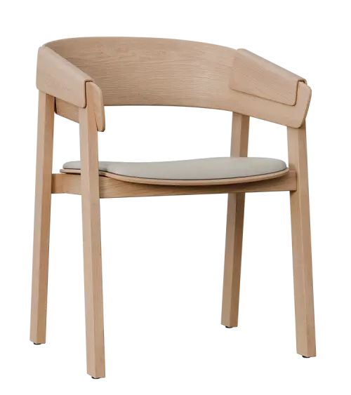 HARMONY, dřevěná konferenční a jídelní židle, čalouněný sedák, koženka smetanová