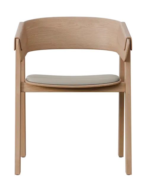 HARMONY, dřevěná konferenční a jídelní židle, čalouněný sedák, koženka smetanová